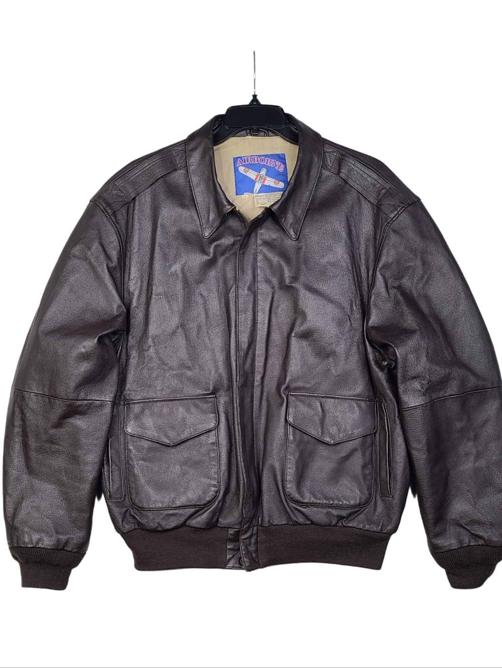Vtg Airborne USAF A-2 G1 Leather Jacket Flyers Bomber Military Size Large Tall